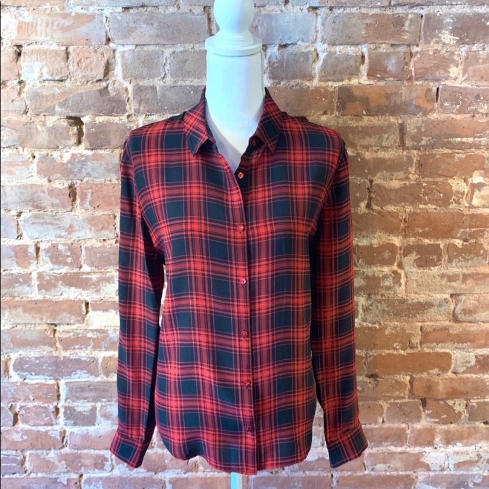 The Kooples (designer)Plaid “Flannel” 100%Silk Top